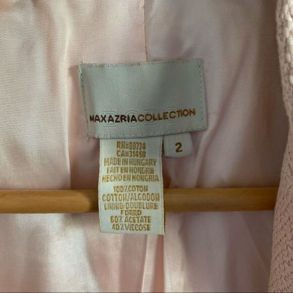 Max Azria collection 100% cotton blazer light blush pink Size US 2 - Picture 3 of 8